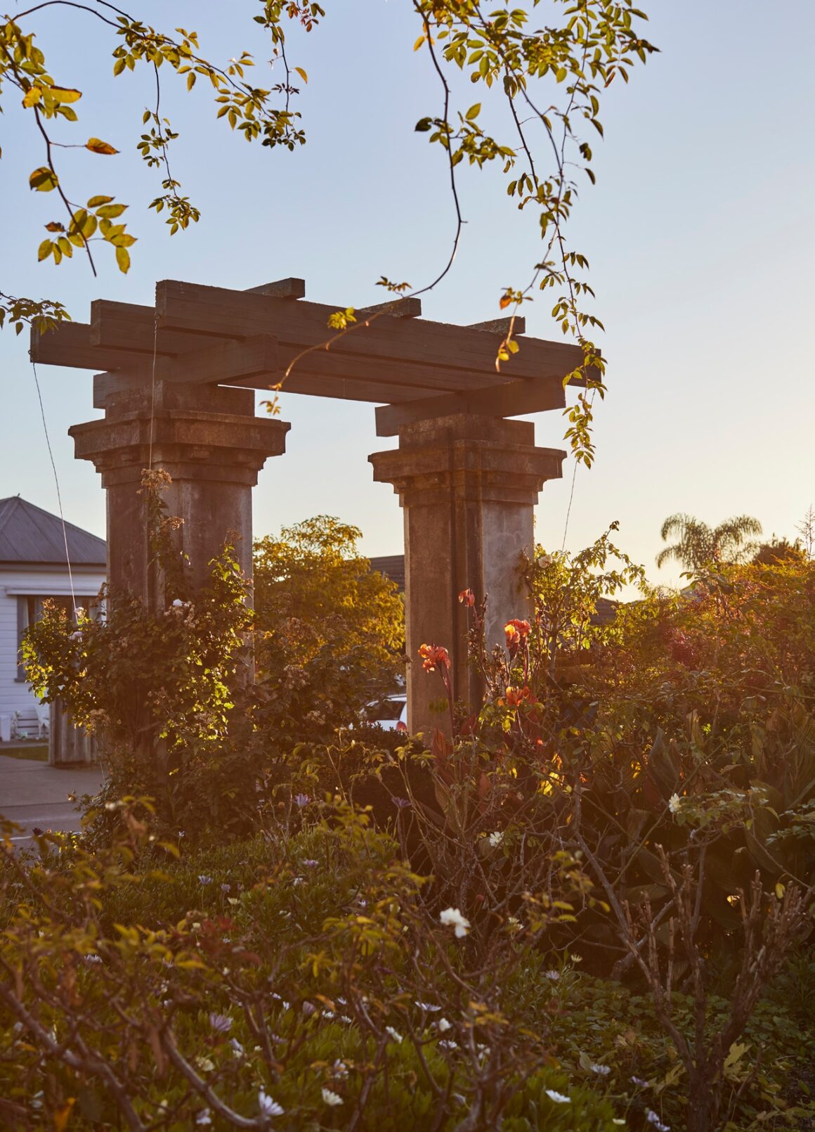 The old gates at the entrance to the rose garden