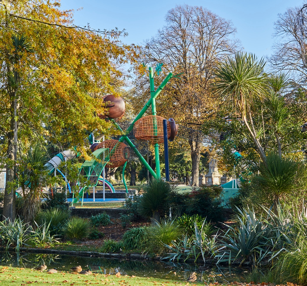 The newly refurbished playground