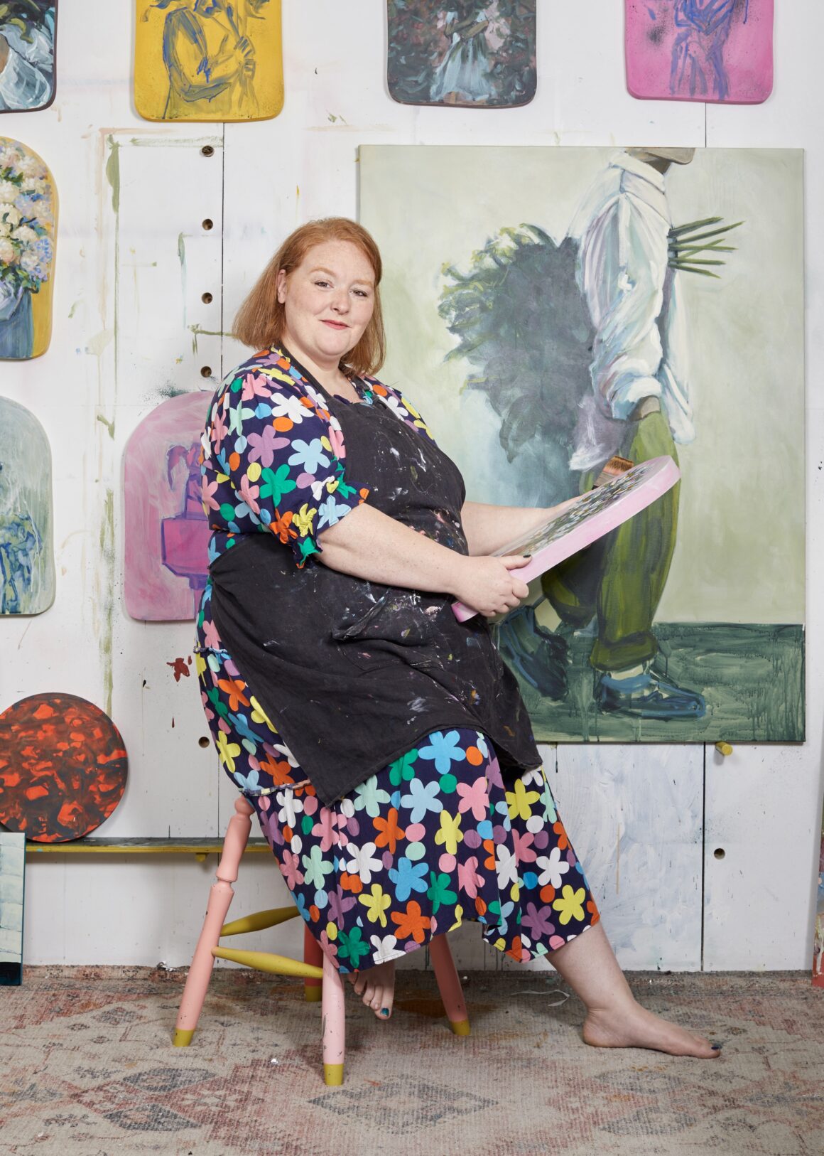 Relaxed and composed in her
studio – a place of busy 
 and
attentive artistry